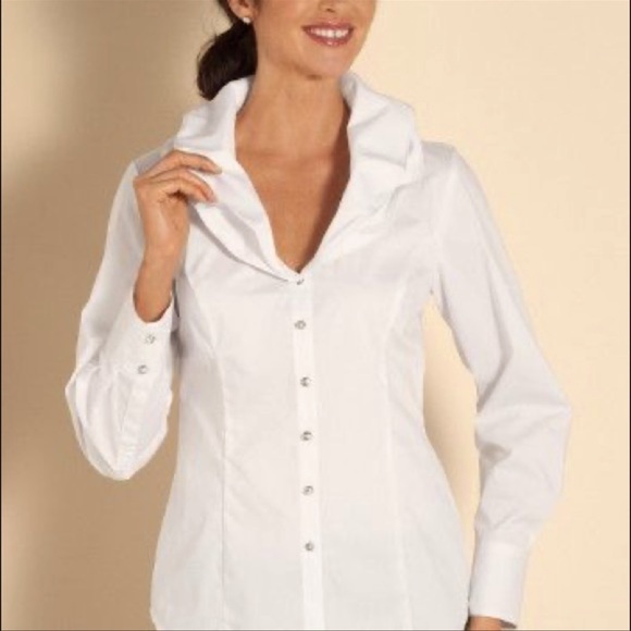 Soft Surroundings Tops - Soft Surroundings White Cotton Elizabeth Blouse Size Medium NWT